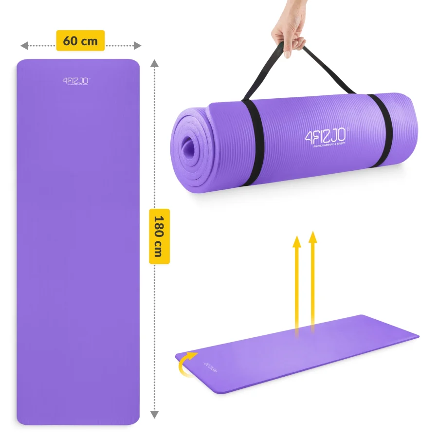 Treningsmatte NBR for yoga og fitness 1 cm lilla – bilde 4 av 8