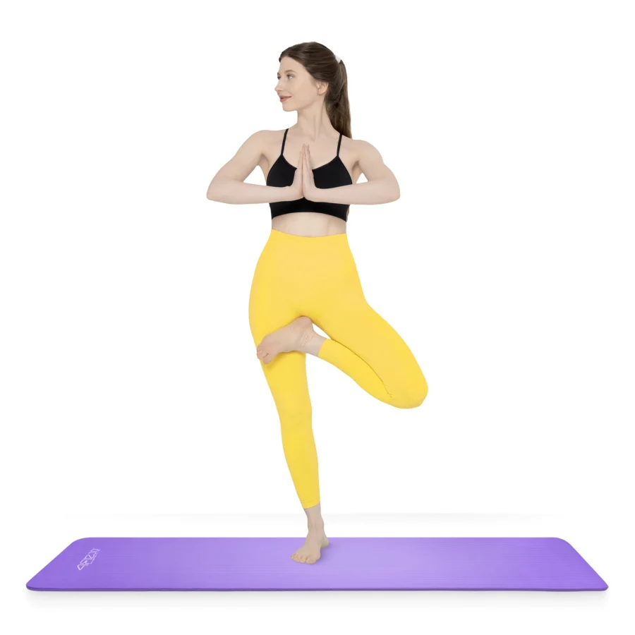 Treningsmatte NBR for yoga og fitness 1 cm lilla – bilde 7 av 8