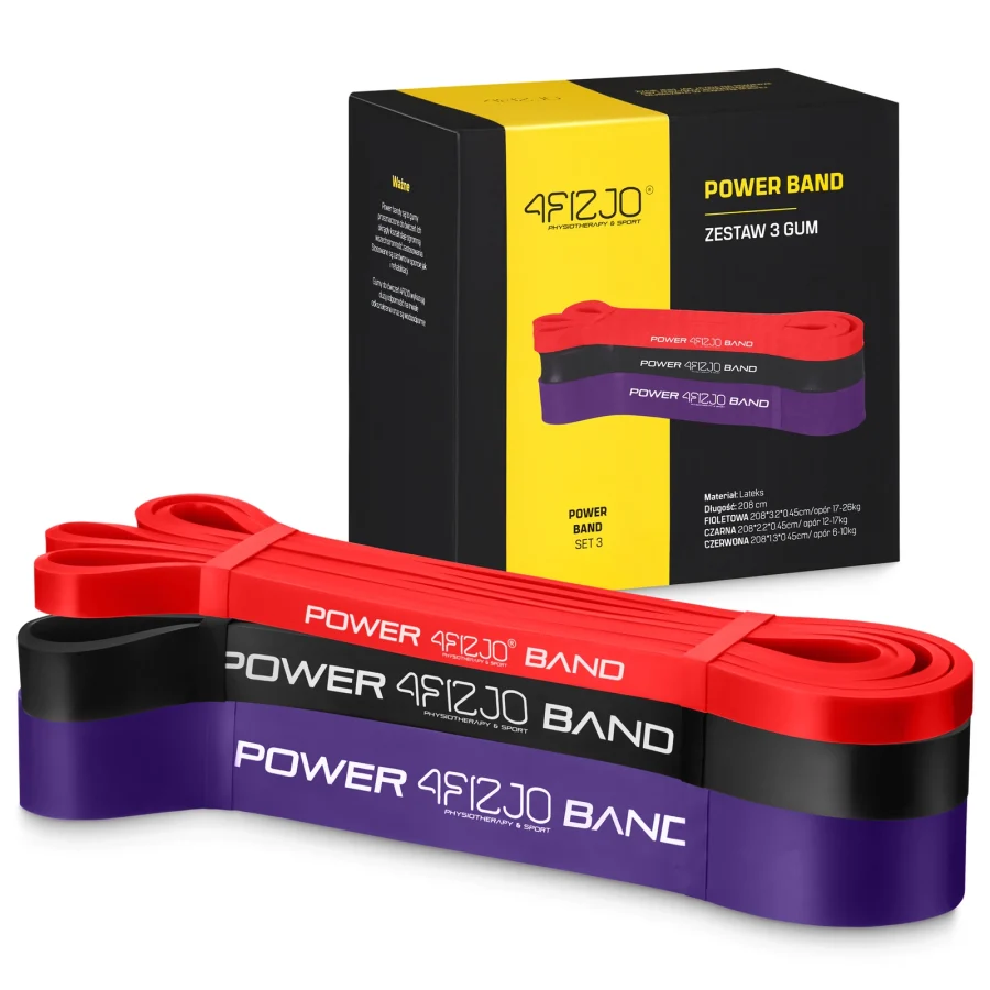 Sett med 3 Power Band treningsmotstandsbånd – bilde 1 av 8