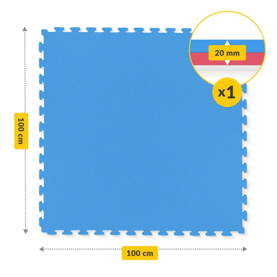 Puzzle gulvbeskyttelsesmatte i skum 100 × 100 cm blå – bilde 3 av 8