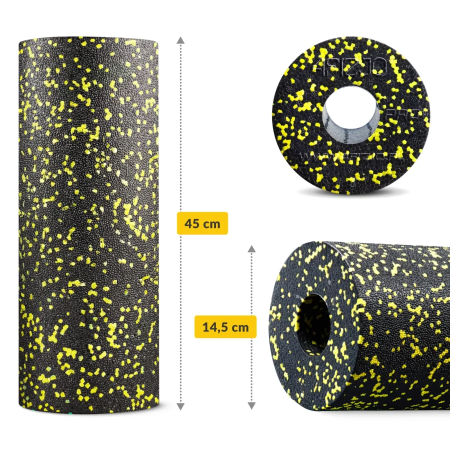 Glatt massasjerulle EPP – 45 × 14,5 cm, gul – bilde 2 av 8