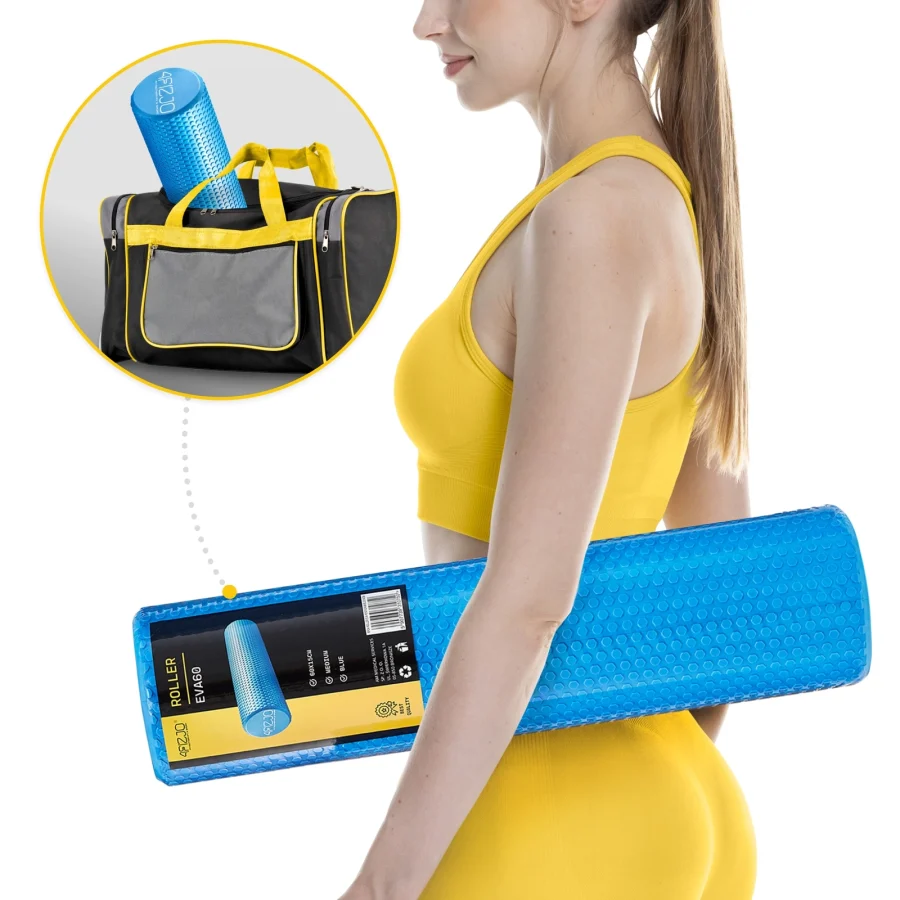 Massasjerulle CARE+ med knotter – 60 × 15 cm, blå – bilde 2 av 8
