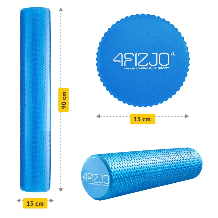 Massasjerulle CARE+ med knotter – 90 × 15 cm, blå – bilde 3 av 8