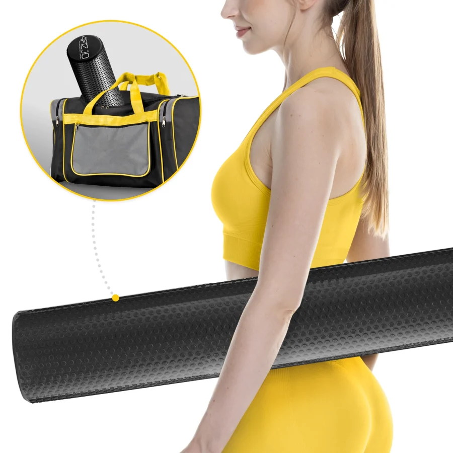 Massasjerulle CARE+ med knotter – 90 × 15 cm, svart – bilde 2 av 8