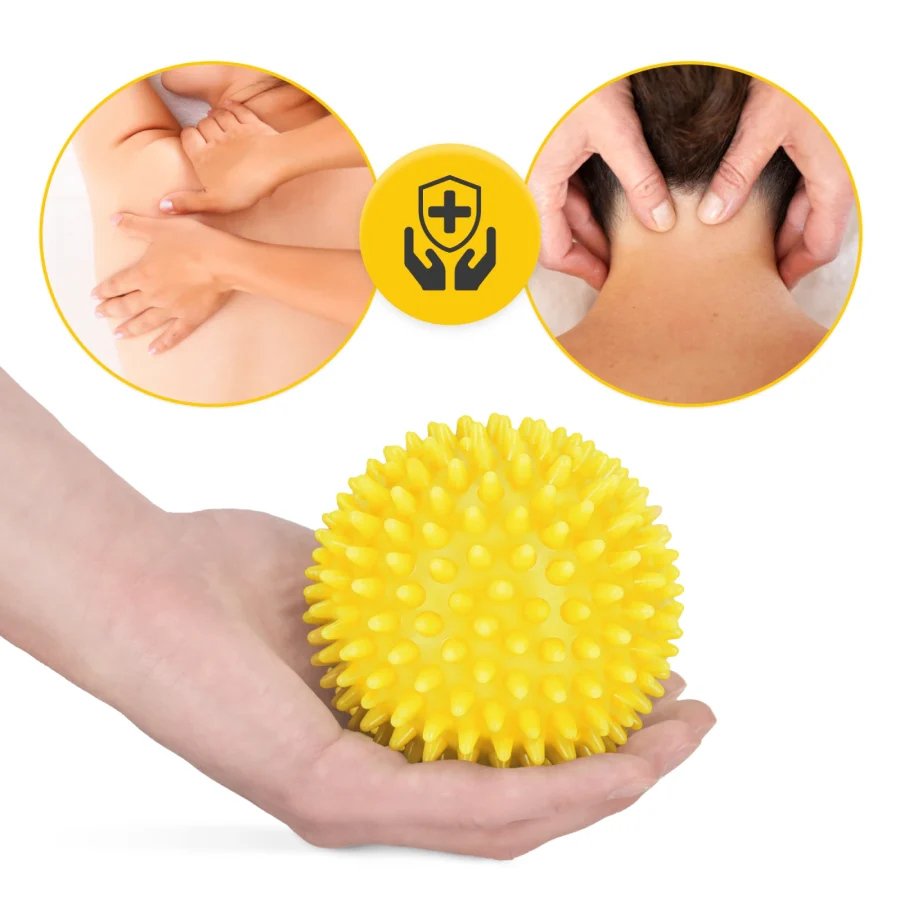 SPIKE+ massasjeball med pigger 10 cm – gul – bilde 3 av 8