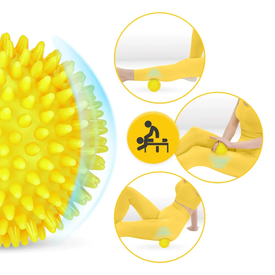 SPIKE+ massasjeball med pigger 10 cm – gul – bilde 4 av 8