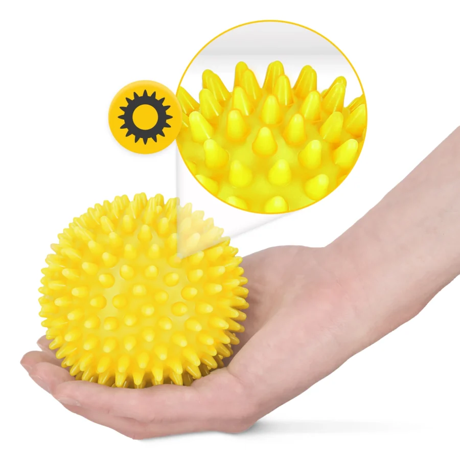 SPIKE+ massasjeball med pigger 10 cm – gul – bilde 6 av 8