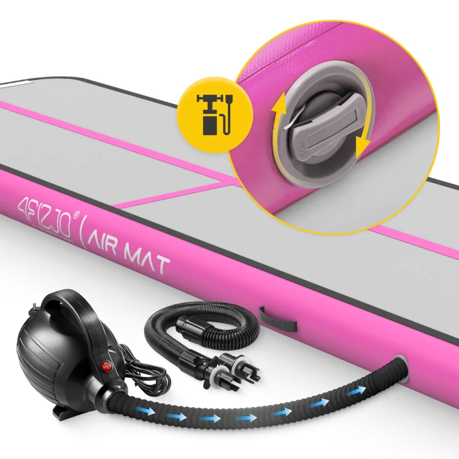 AirTrack AIR MAT – oppblåsbar turnmatte 4 × 1 × 0,15 m, rosa – bilde 7 av 8