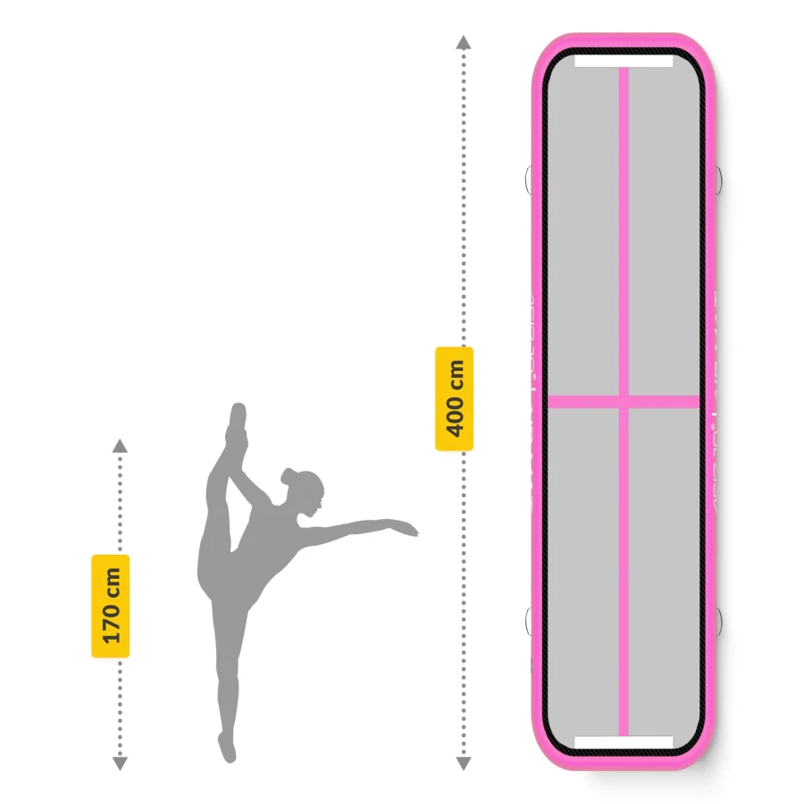 AirTrack AIR MAT – oppblåsbar turnmatte 4 × 1 × 0,15 m, rosa – bilde 8 av 8