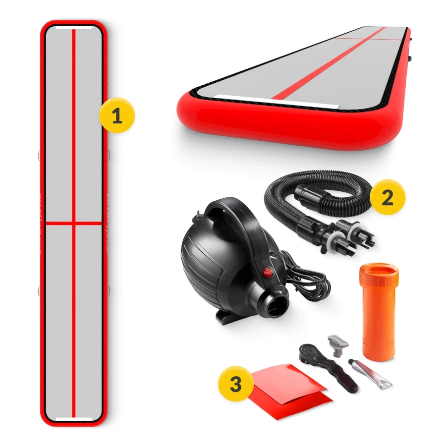 AirTrack AIR MAT – oppblåsbar turnmatte 6 × 1 × 0,15 m, rød – bilde 4 av 8