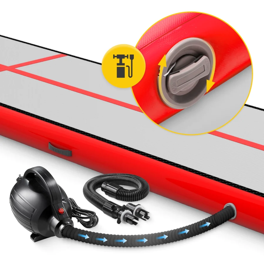 AirTrack AIR MAT – oppblåsbar turnmatte 6 × 1 × 0,15 m, rød – bilde 7 av 8