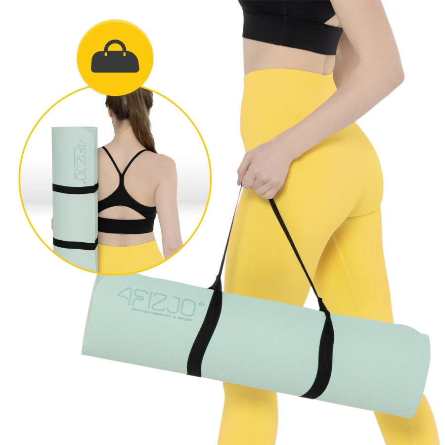 Treningsmatte TPE for yoga og fitness 1 cm grønn – bilde 2 av 8
