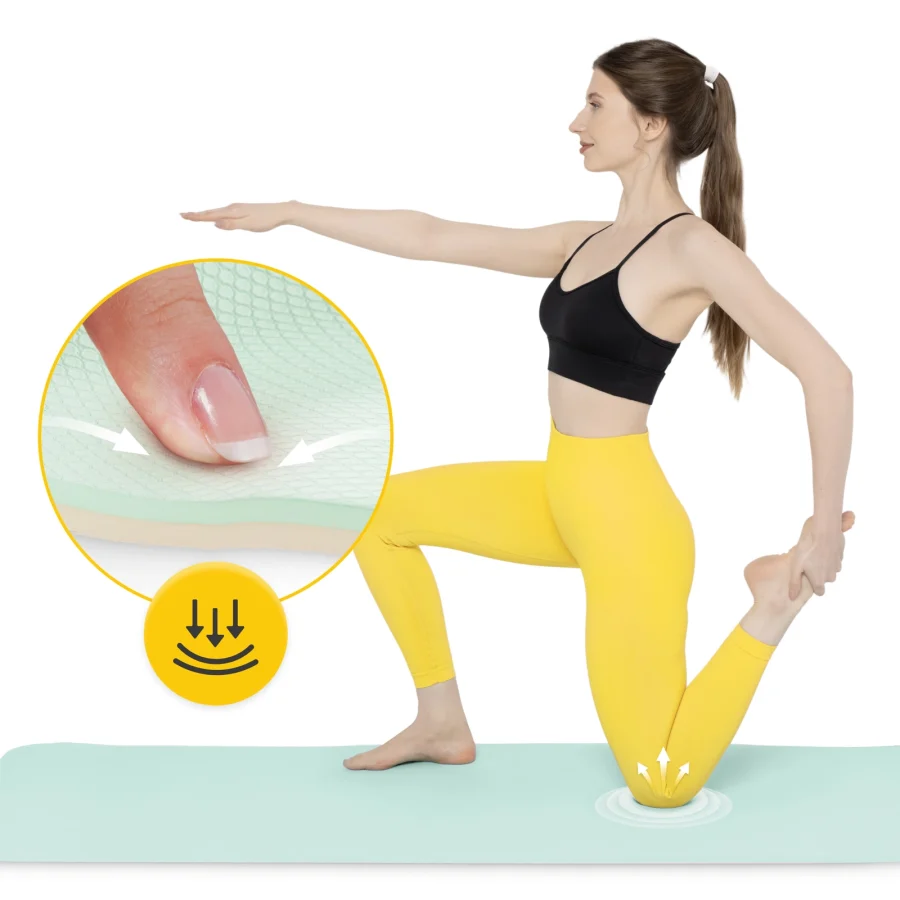 Treningsmatte TPE for yoga og fitness 1 cm grønn – bilde 6 av 8