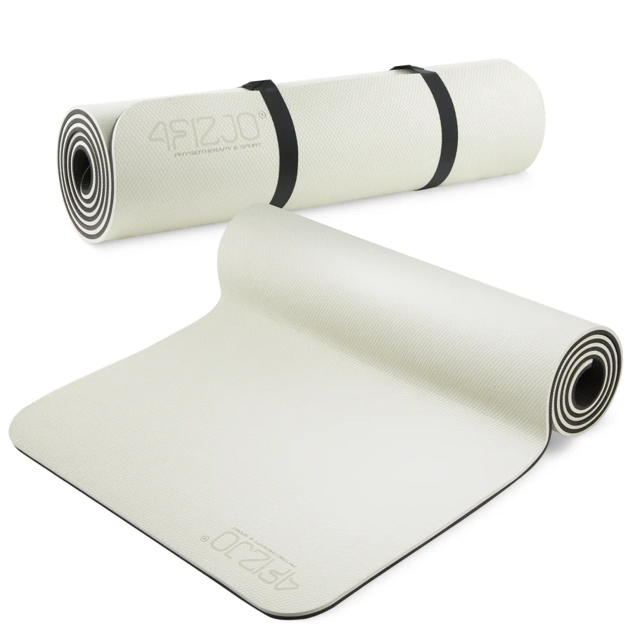 Treningsmatte TPE for yoga og fitness 1 cm grå – bilde 1 av 8