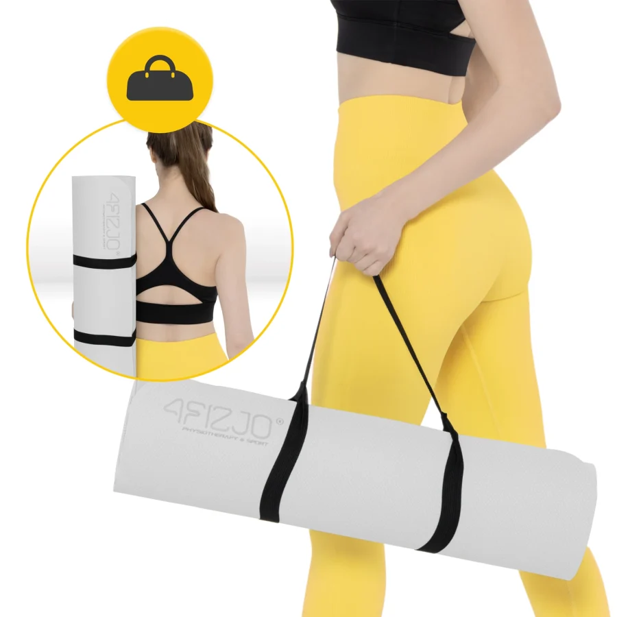 Treningsmatte TPE for yoga og fitness 1 cm grå – bilde 2 av 8