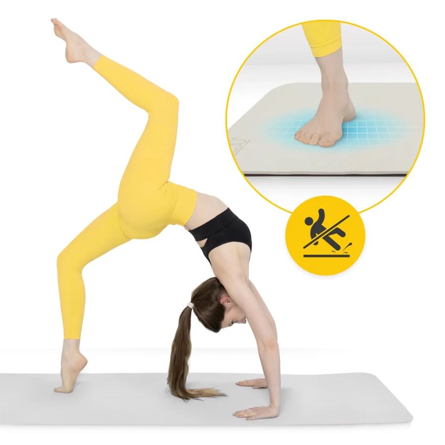 Treningsmatte TPE for yoga og fitness 1 cm grå – bilde 5 av 8