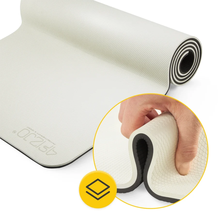 Treningsmatte TPE for yoga og fitness 1 cm grå – bilde 7 av 8
