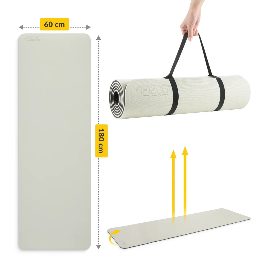 Treningsmatte TPE for yoga og fitness 1 cm grå – bilde 8 av 8