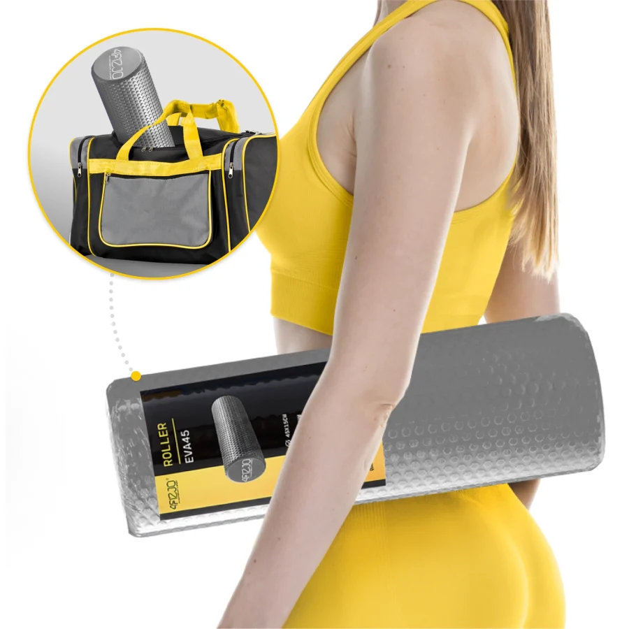 Massasjerulle CARE+ med knotter – 45 × 15 cm, grå – bilde 2 av 8