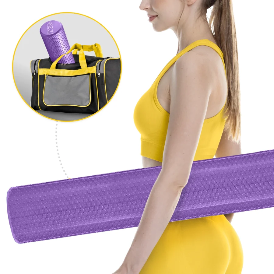 Massasjerulle CARE+ med knotter – 90 × 15 cm, lilla – bilde 2 av 8