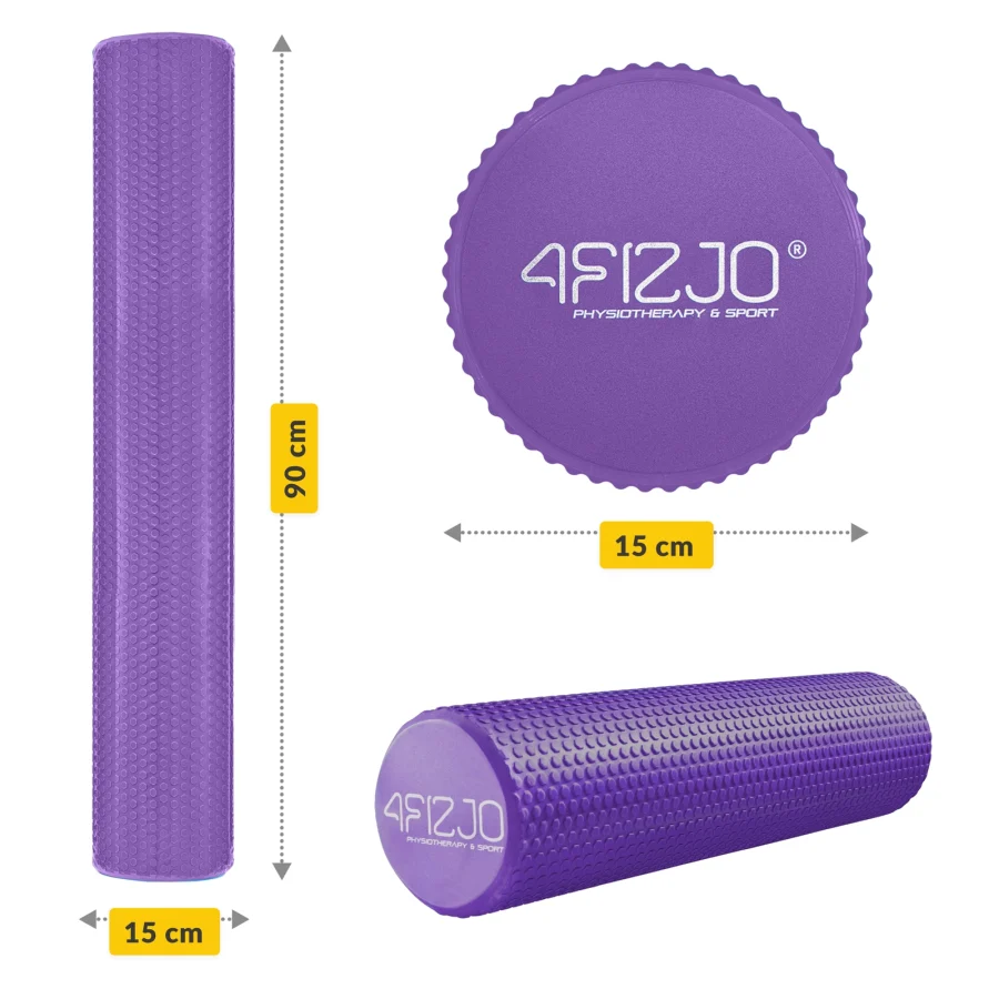 Massasjerulle CARE+ med knotter – 90 × 15 cm, lilla – bilde 3 av 8