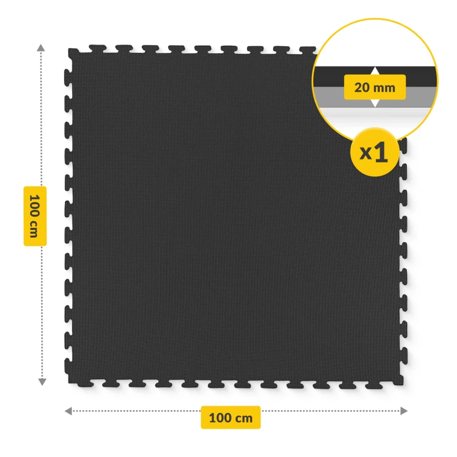 Puzzle gulvbeskyttelsesmatte i skum 100 × 100 cm grå – bilde 3 av 8