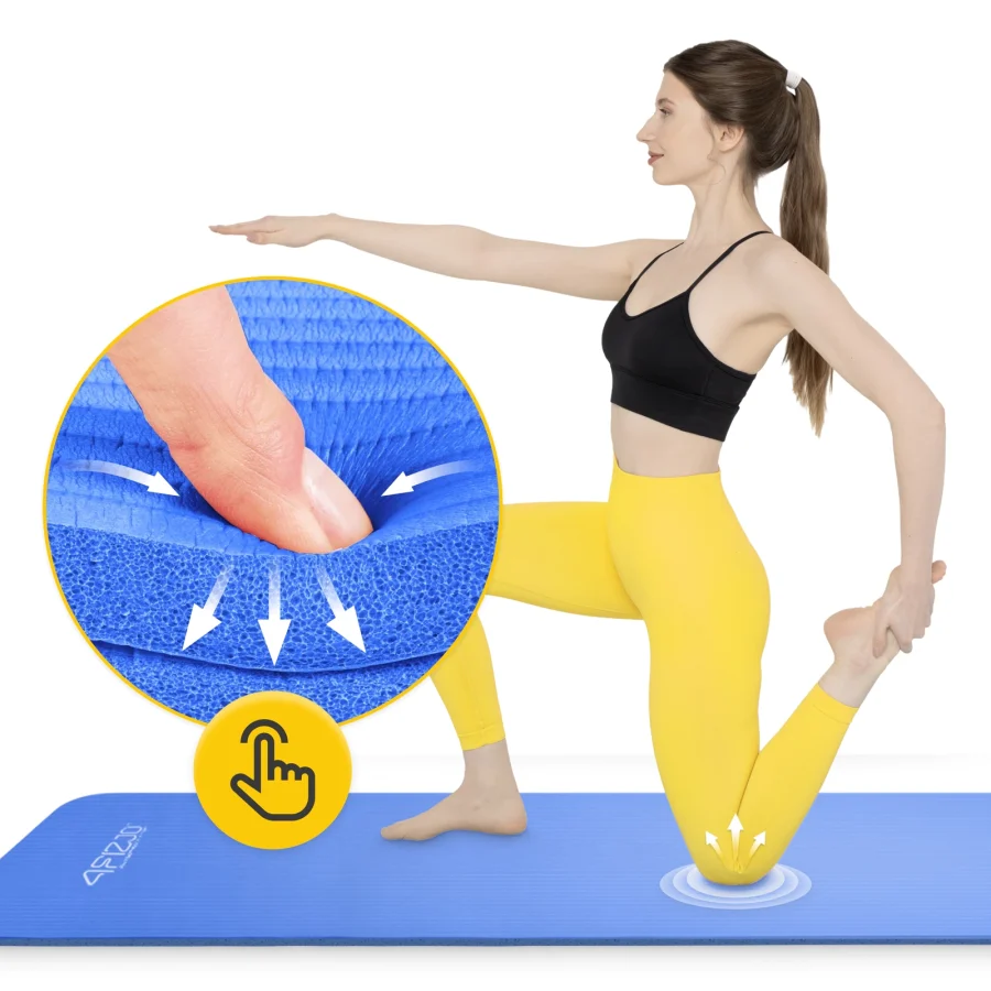 Treningsmatte NBR for yoga og fitness 1 cm marineblå – bilde 2 av 8