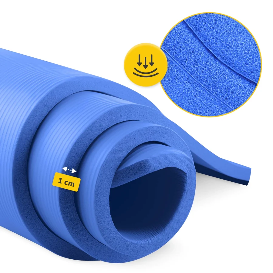 Treningsmatte NBR for yoga og fitness 1 cm marineblå – bilde 3 av 8