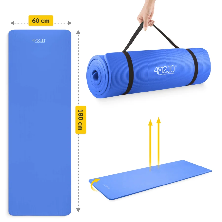 Treningsmatte NBR for yoga og fitness 1 cm marineblå – bilde 4 av 8