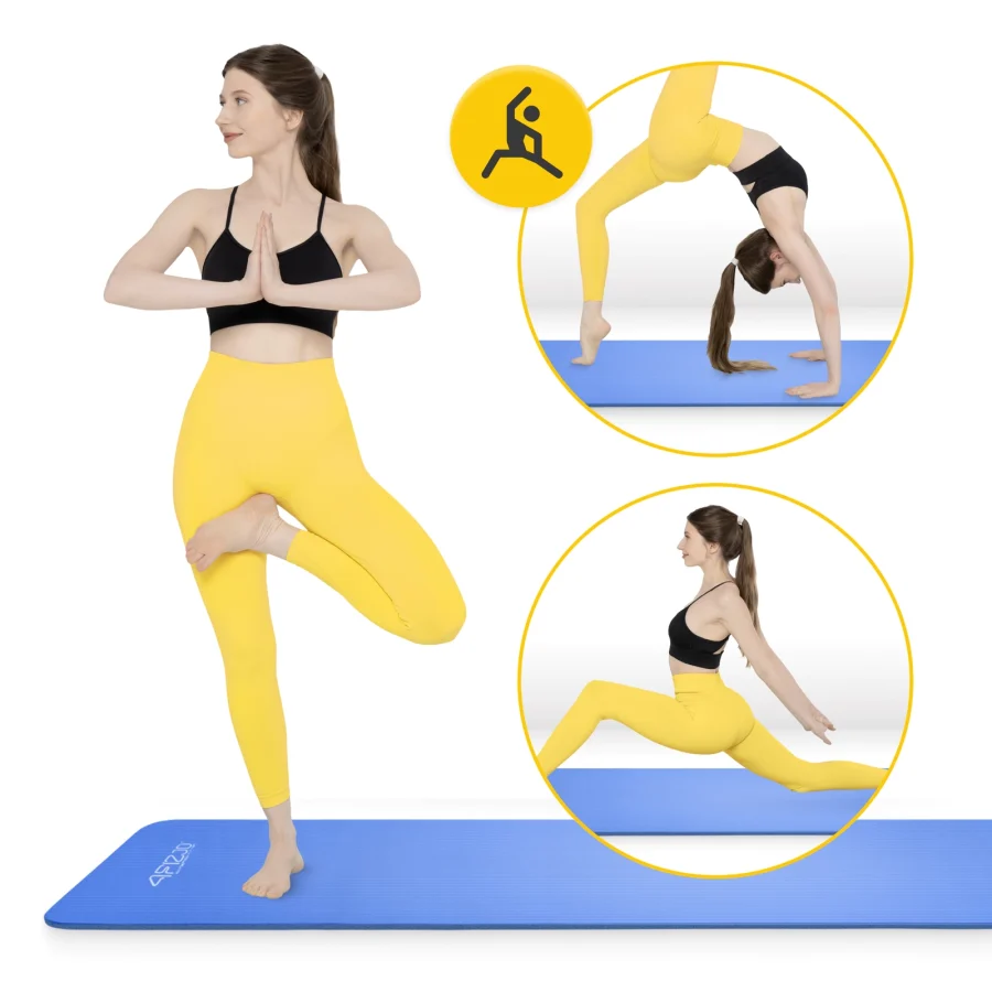 Treningsmatte NBR for yoga og fitness 1 cm marineblå – bilde 6 av 8