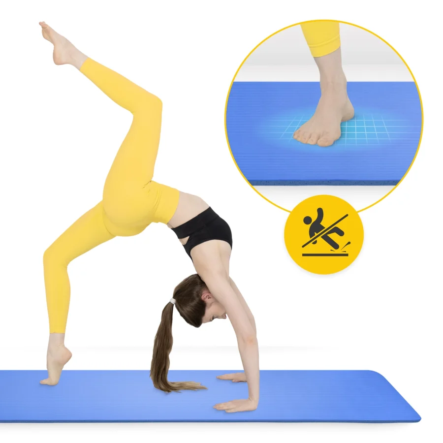 Treningsmatte NBR for yoga og fitness 1 cm marineblå – bilde 8 av 8