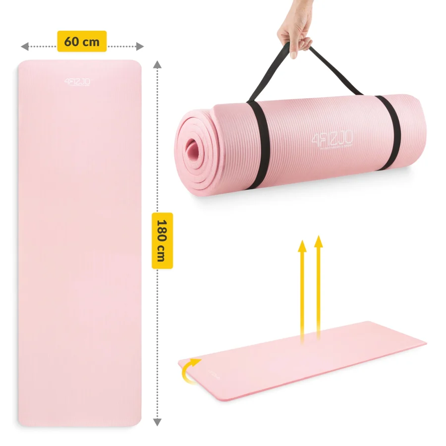Treningsmatte NBR 180 × 60 × 1,5 cm – lys rosa – bilde 4 av 7