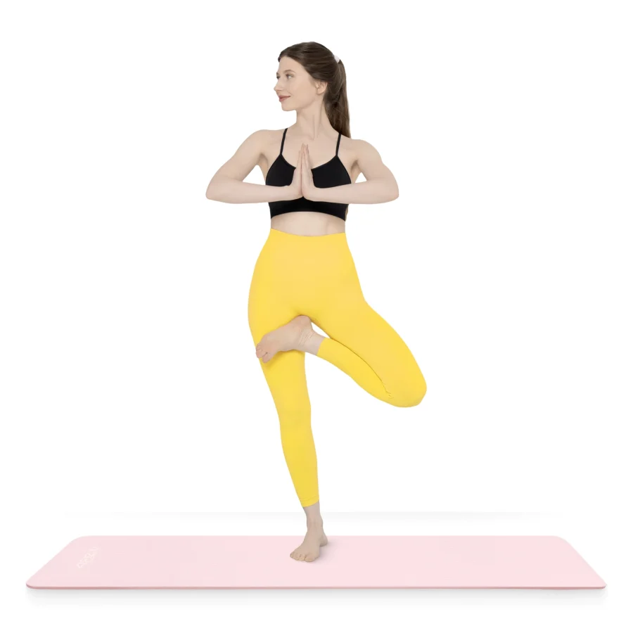 Treningsmatte NBR for yoga og fitness 1 cm lys rosa – bilde 8 av 8
