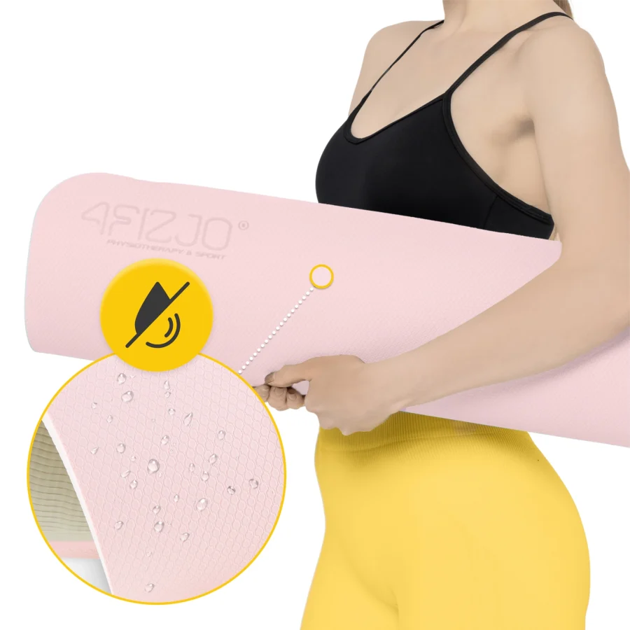 Treningsmatte TPE for yoga og fitness 0,6 cm rosa – bilde 3 av 8