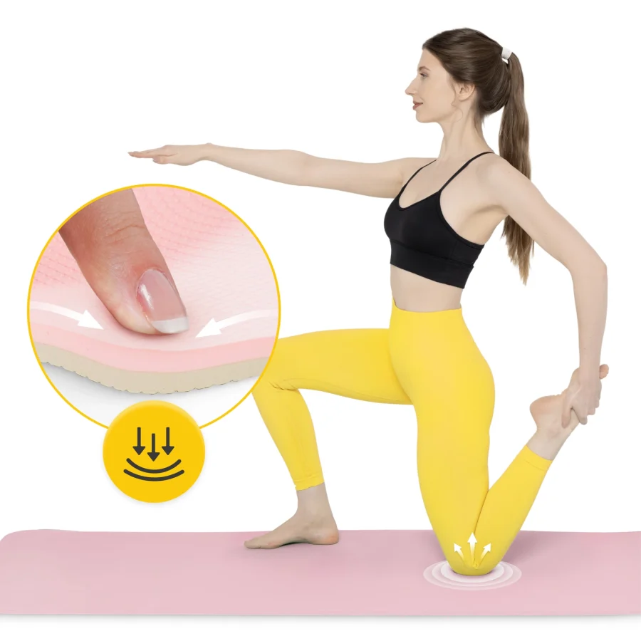 Treningsmatte TPE for yoga og fitness 0,6 cm rosa – bilde 6 av 8
