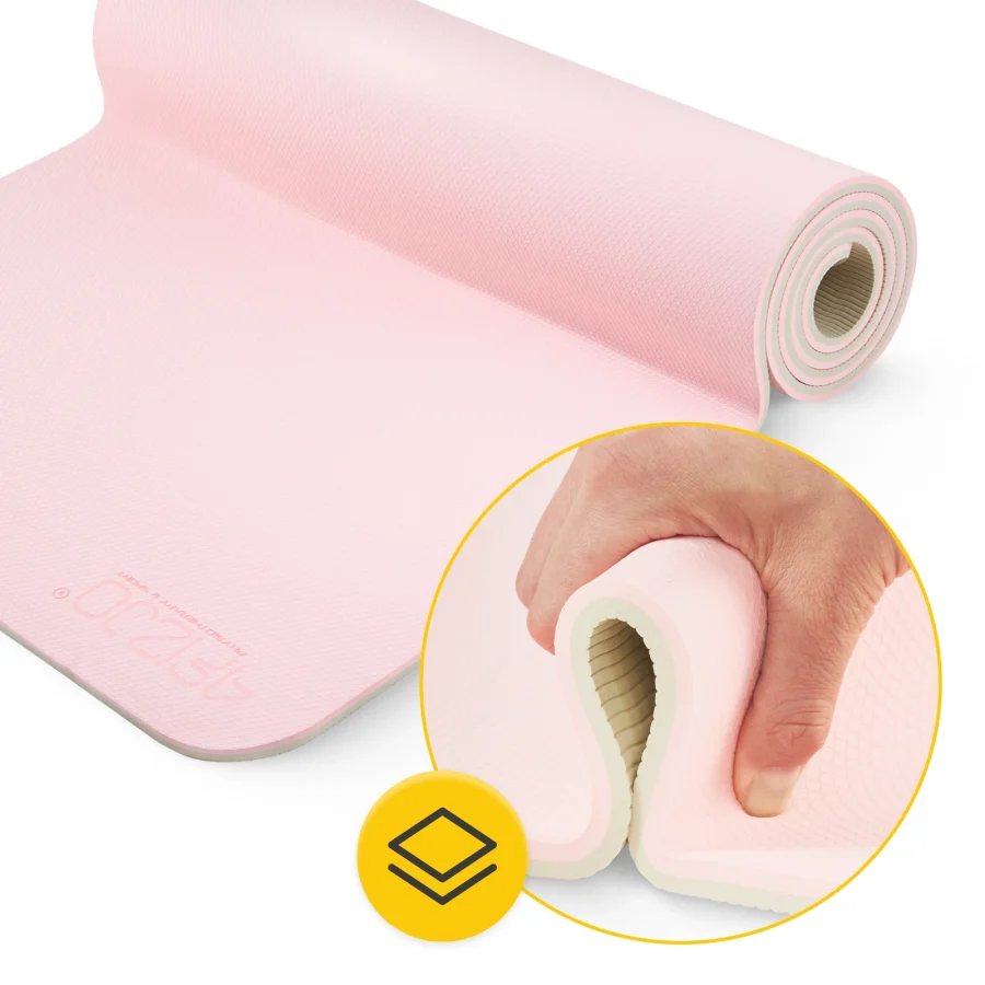 Treningsmatte TPE for yoga og fitness 0,6 cm rosa – bilde 7 av 8