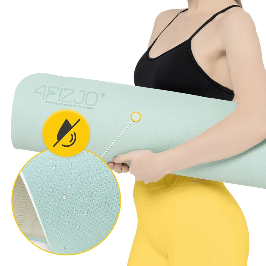 Treningsmatte TPE for yoga og fitness 0,6 cm grønn – bilde 3 av 8