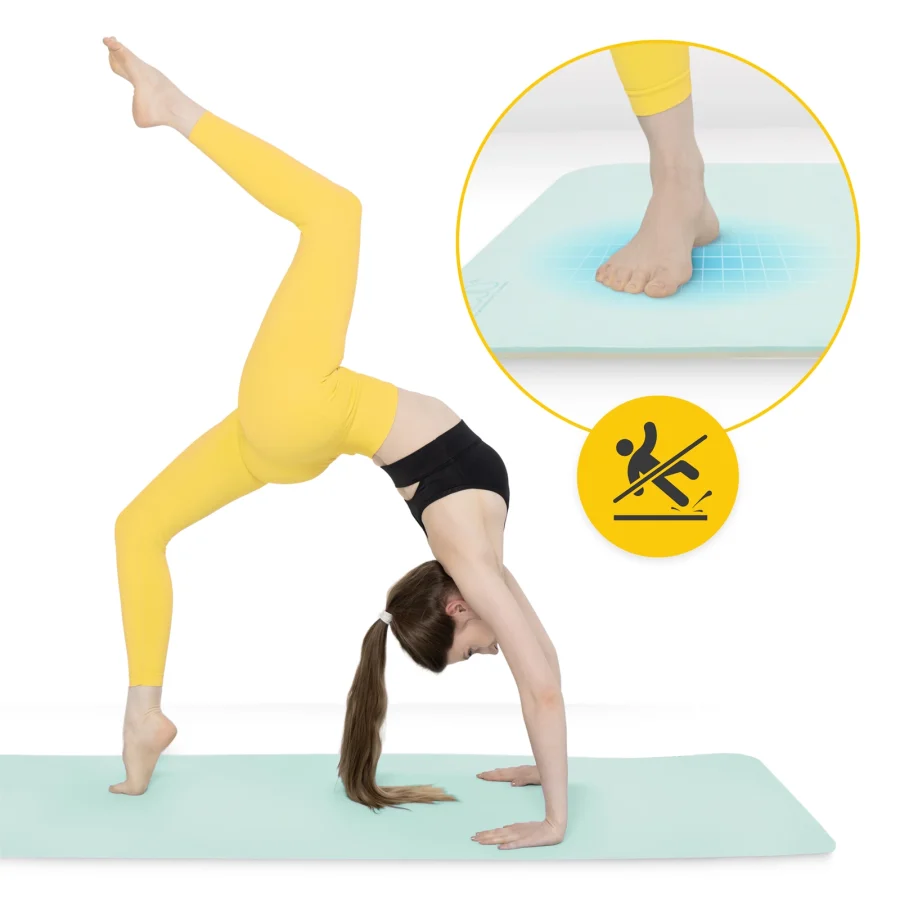 Treningsmatte TPE for yoga og fitness 0,6 cm grønn – bilde 4 av 8