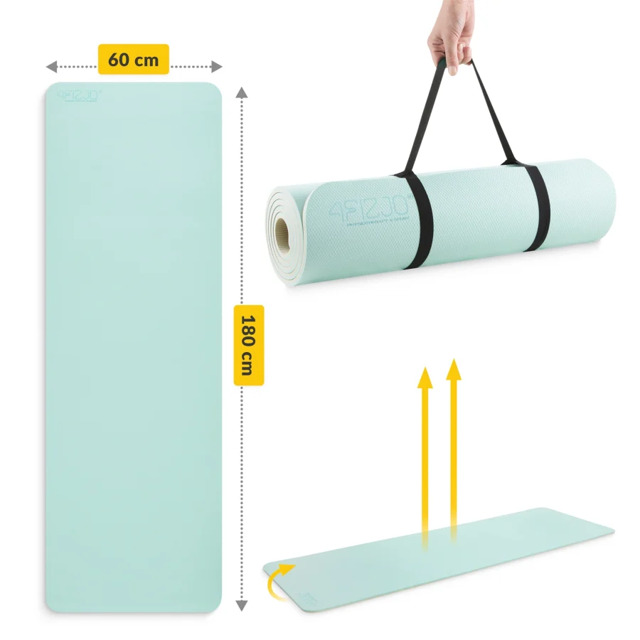 Treningsmatte TPE for yoga og fitness 0,6 cm grønn – bilde 7 av 8