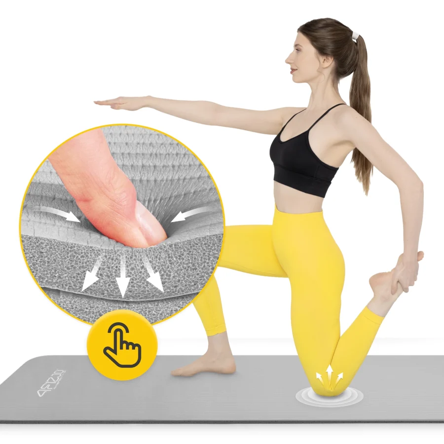Treningsmatte NBR for yoga og fitness 1 cm grå – bilde 2 av 8