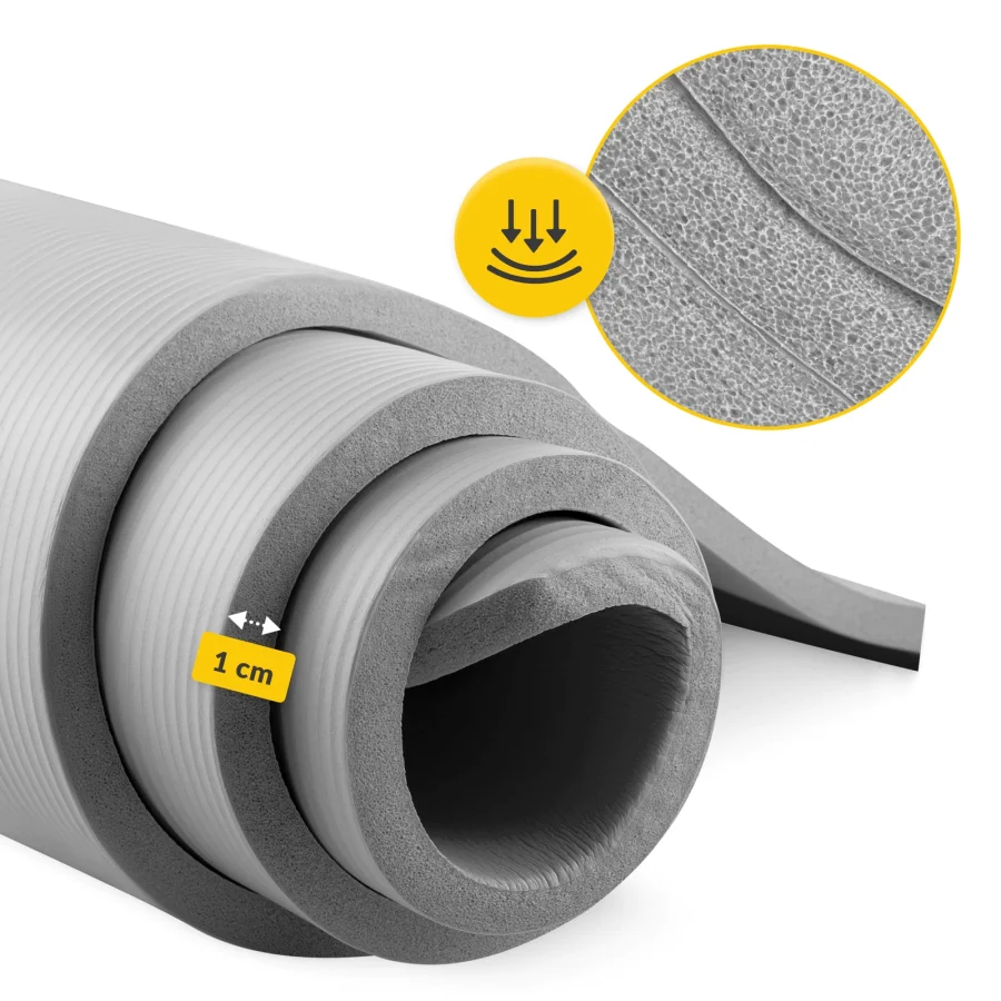 Treningsmatte NBR for yoga og fitness 1 cm grå – bilde 3 av 8