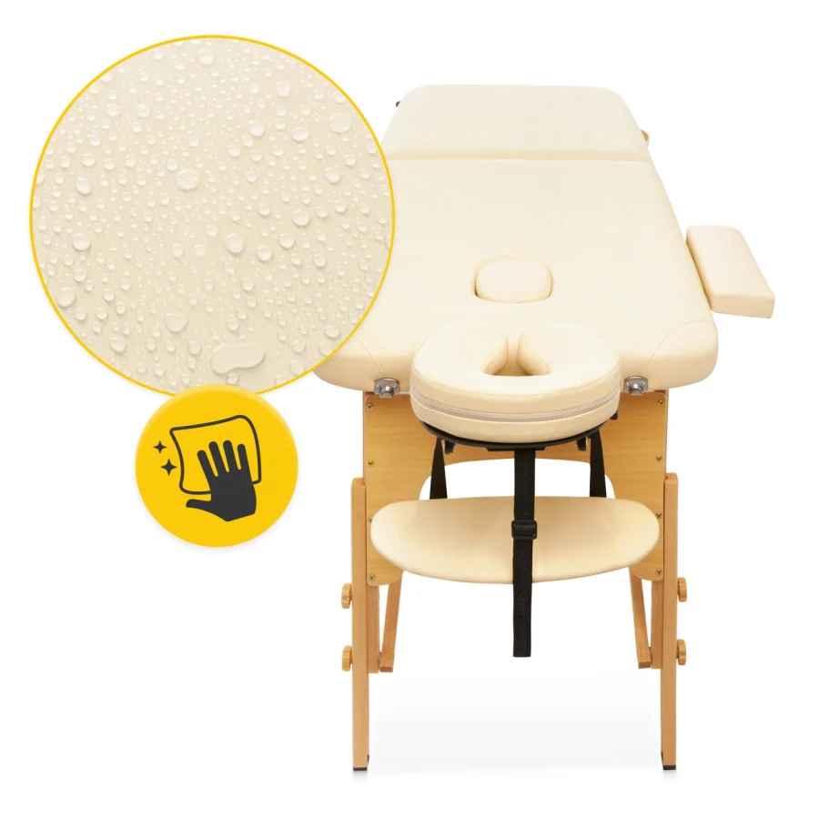 Sammenleggbar massasjebenk 70 cm i tre – beige – bilde 7 av 8