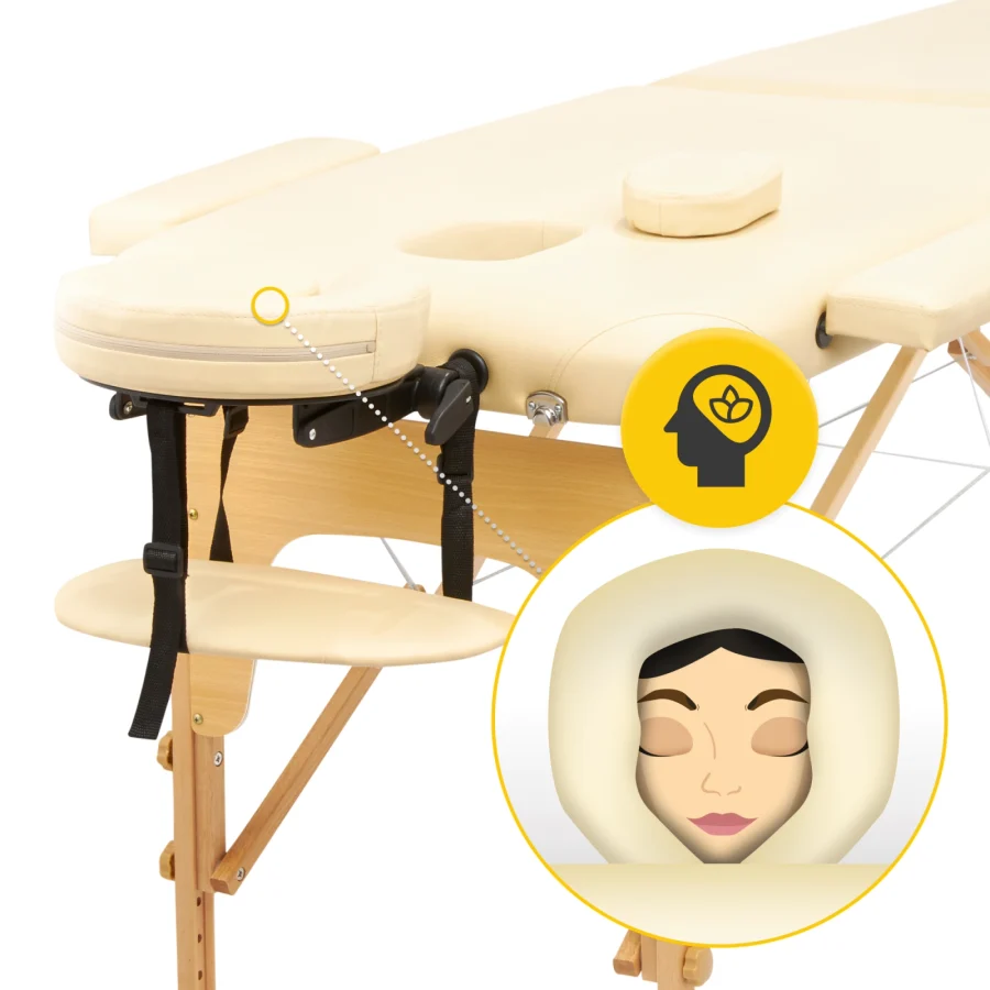 Sammenleggbart massasjebord i tre – 60 cm, beige – bilde 6 av 8
