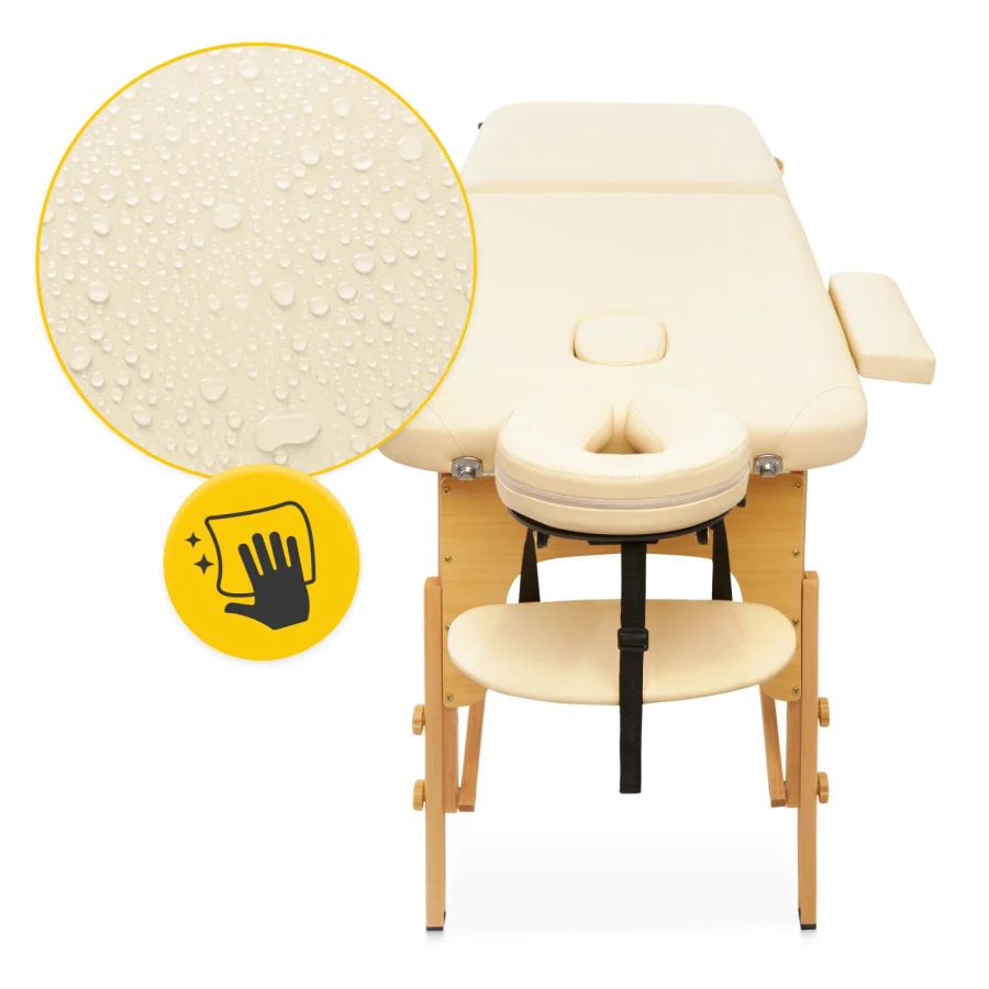 Sammenleggbart massasjebord i tre – 60 cm, beige – bilde 7 av 8