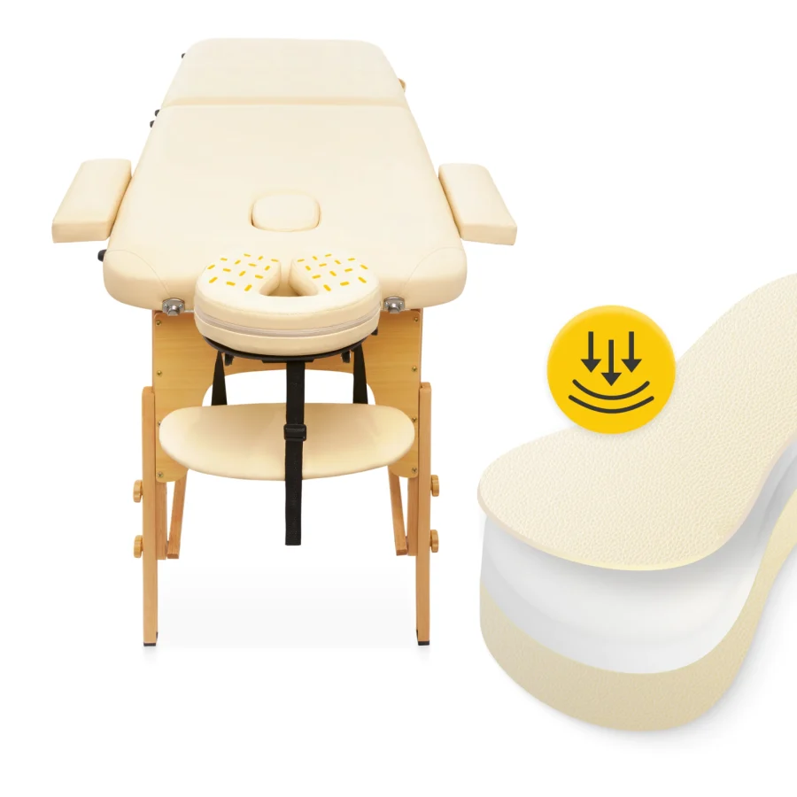 Sammenleggbart massasjebord i tre – 60 cm, beige – bilde 8 av 8