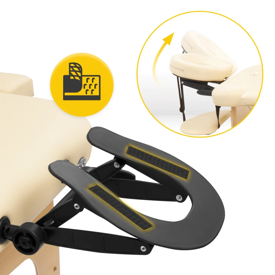 Sammenleggbar massasjebenk 60 cm i tre – beige – bilde 4 av 8