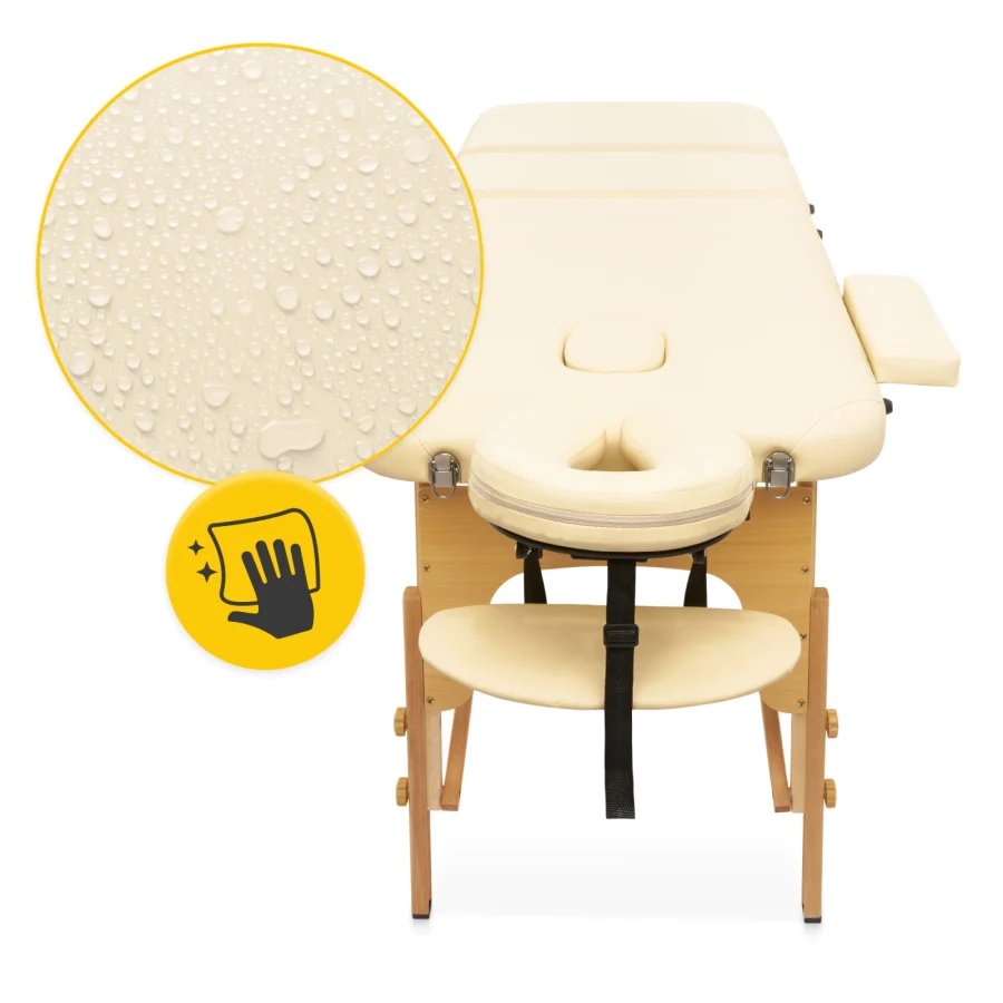 Sammenleggbar massasjebenk 60 cm i tre – beige – bilde 6 av 8