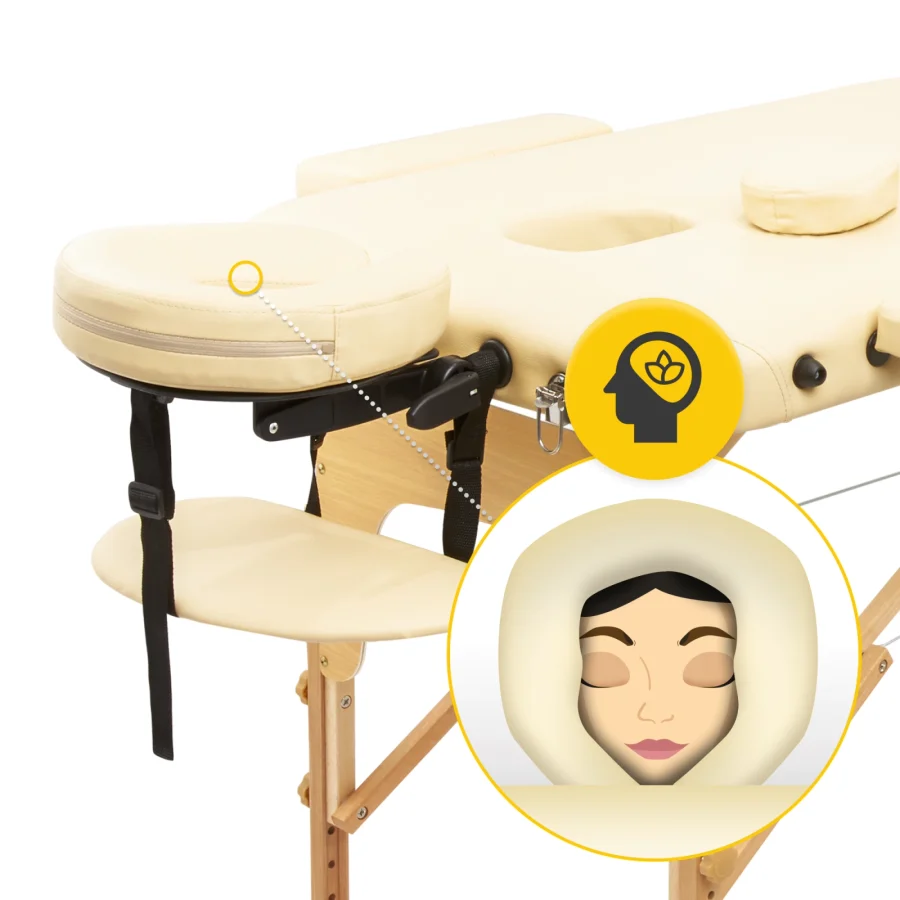 Sammenleggbar massasjebenk 60 cm i tre – beige – bilde 7 av 8