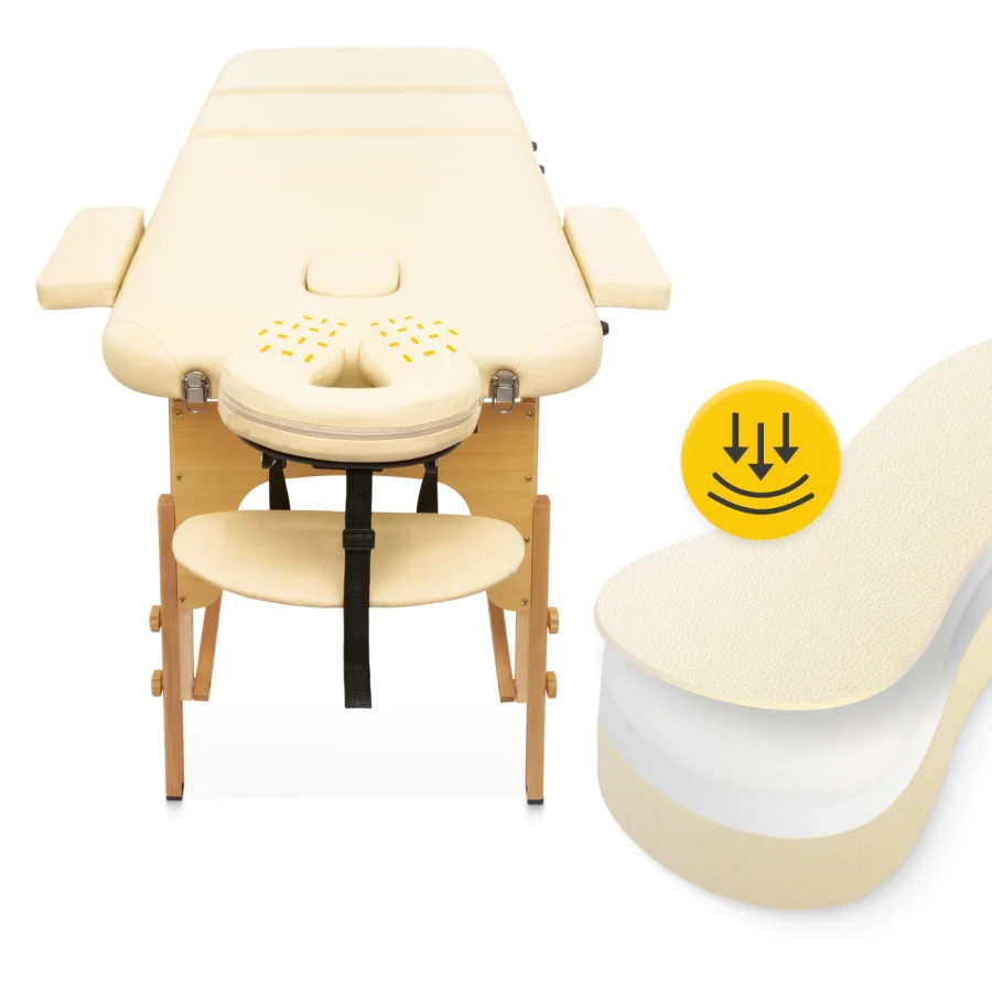 Sammenleggbar massasjebenk 60 cm i tre – beige – bilde 8 av 8