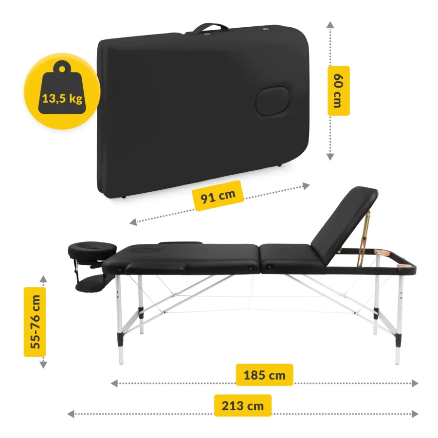 Sammenleggbart massasjebord 60 cm med justerbar bordplate – bilde 4 av 8